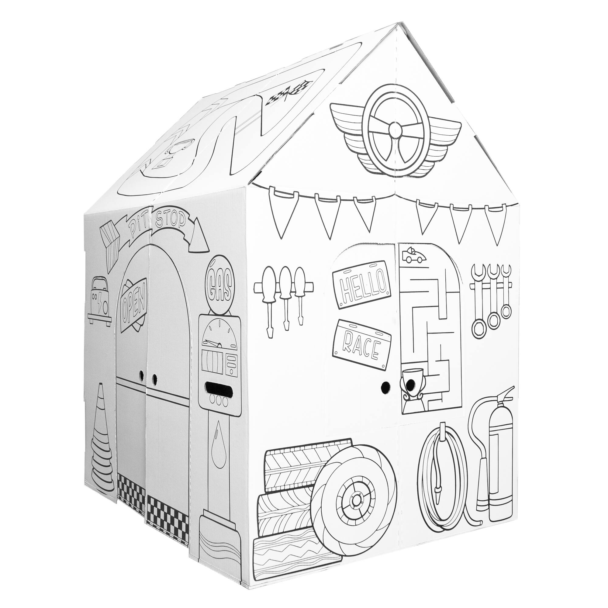 Easy Playhouse Pit Stop Garage Cardboard Playhouse